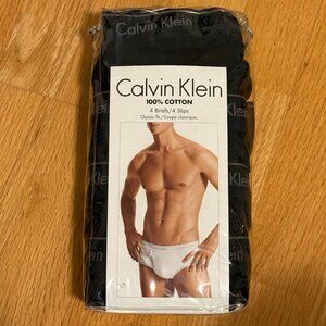 Calvin Klein Mens 4-Pack Black Cotton Briefs U4000 Size XL NWOT
